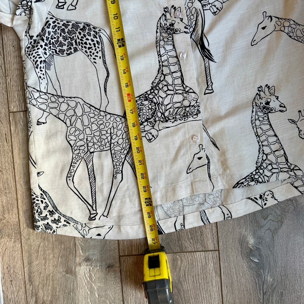 Jane Delancey Giraffe Print Button Up Shirt Linen Blend Safari Animal Print Top - Picture 10 of 10